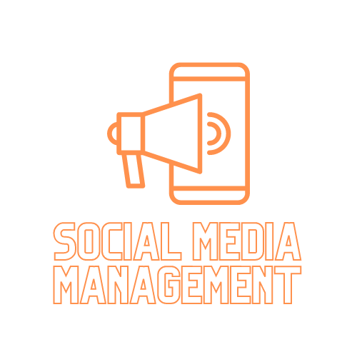 Orange outline of megaphone and smartphone; text reads 