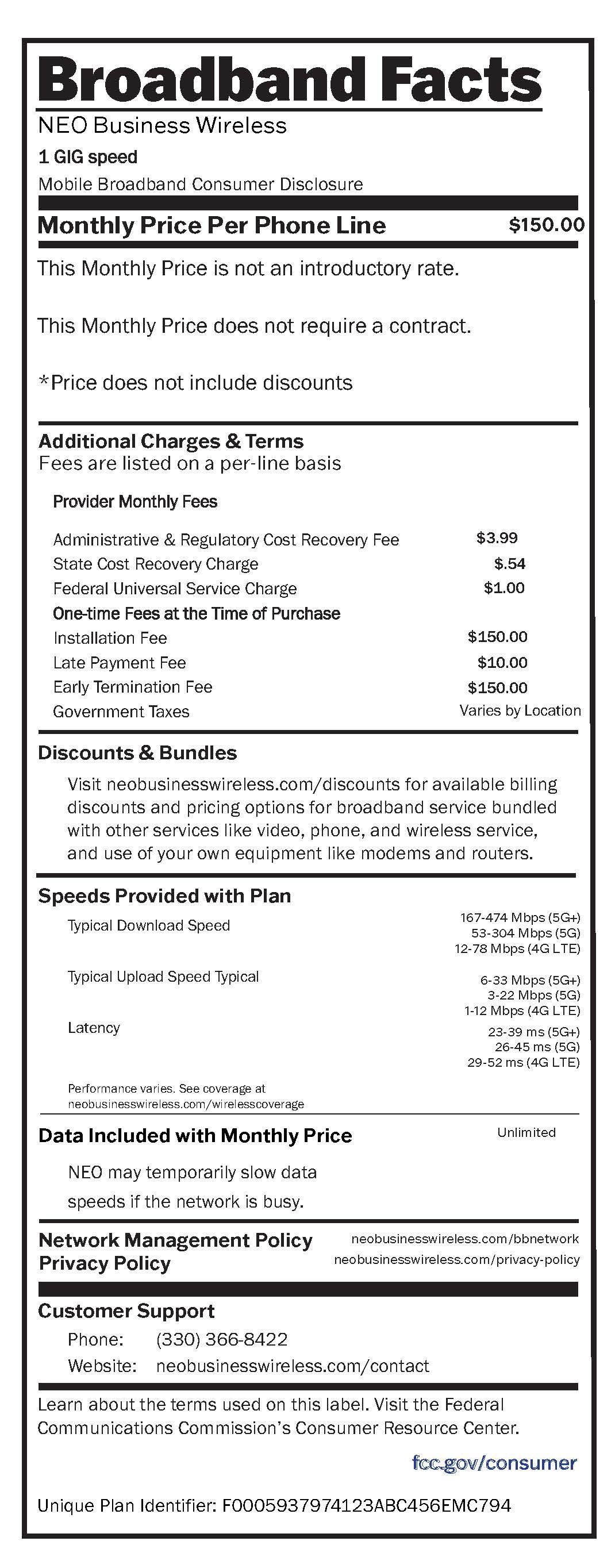 A receipt that says broadband facts on it