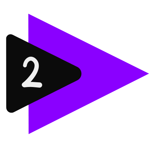 A black and purple triangle with the number 2 on it.