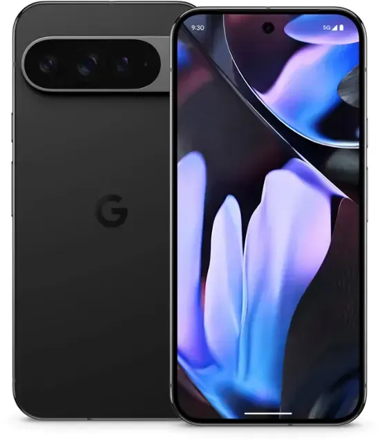 A black iphone 12 pro is sitting on a white surface.