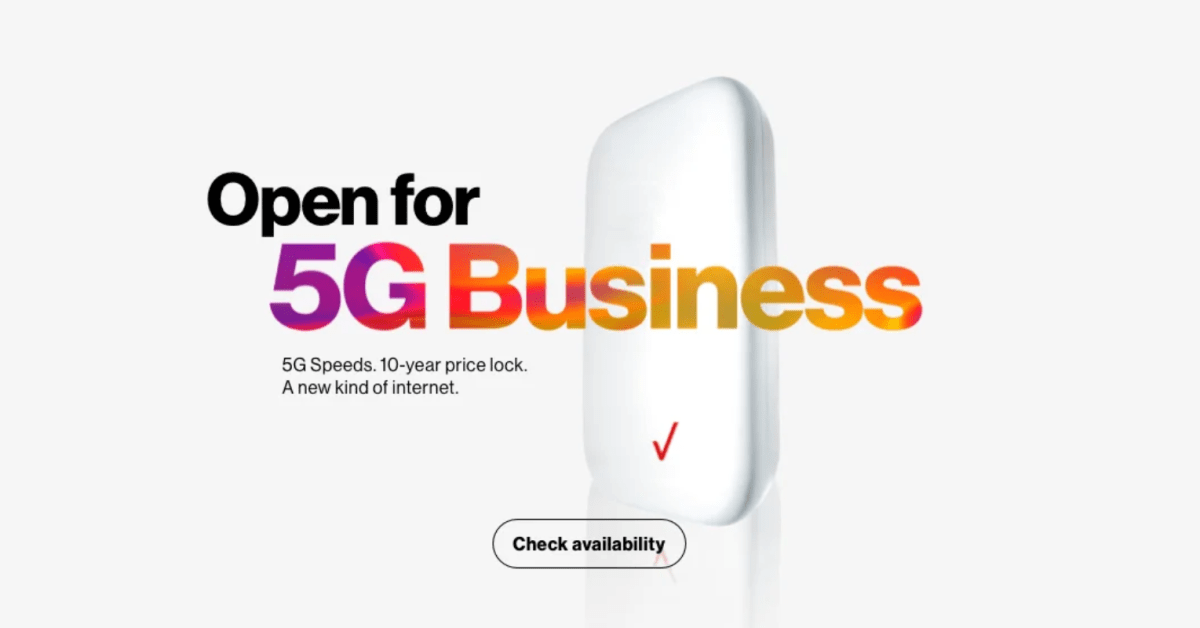 An advertisement for verizon 's 5g business service.