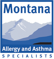 Montana Allergy and Asthma Specialists logo with mountain graphic in blue and white