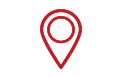 A red map marker pin icon with a circular center on a white background.