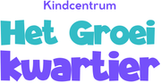 Logo for kindcentrum Het Groei Kwartier with a green dinosaur and red spikes