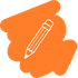 Een wit potloodpictogram boven een bordeauxrood verfstaaltje.