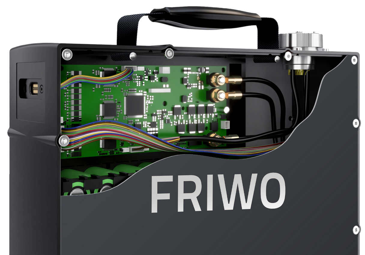 The inside of a device with the word friwo on it.