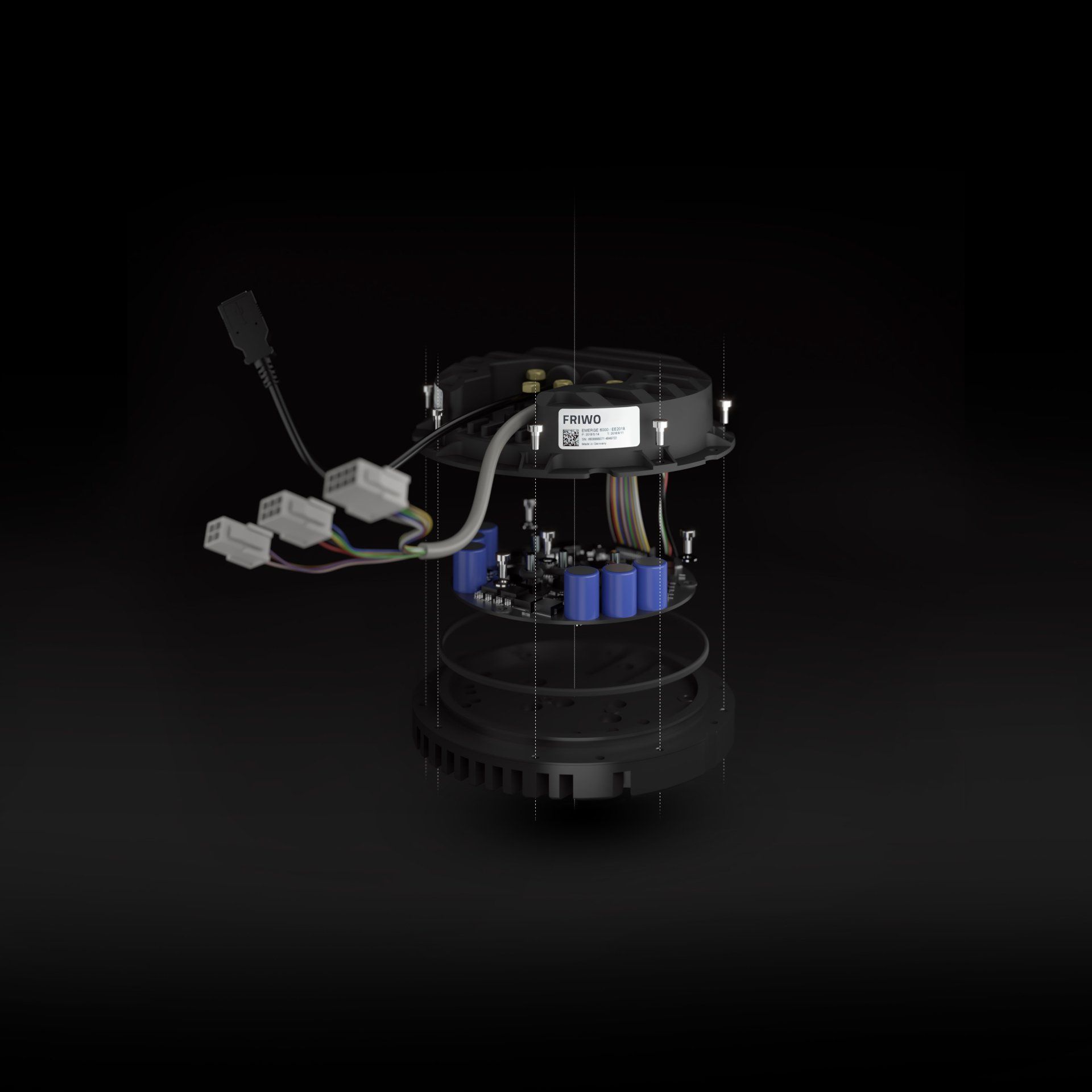 It shows the inside of a device with a lot of wires coming out of it.