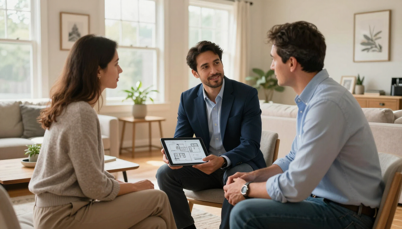 A professional real estate consultation focused on relationship and trust.