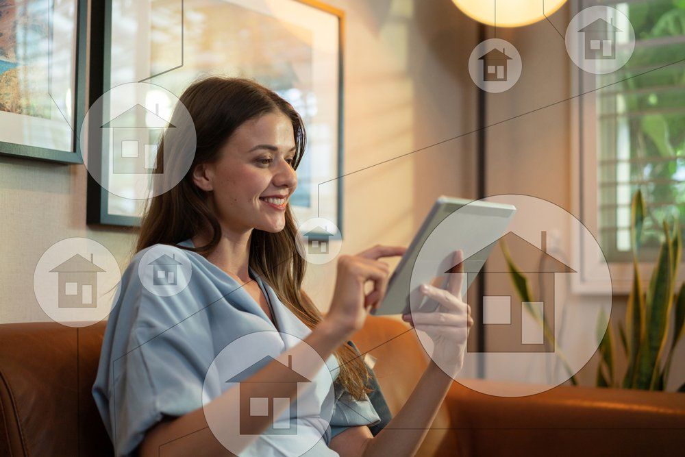 Woman Buying House Online — Austin, TX — Property Management Of Texas Woman Buying House Online — Austin, TX — Property Management Of Texas