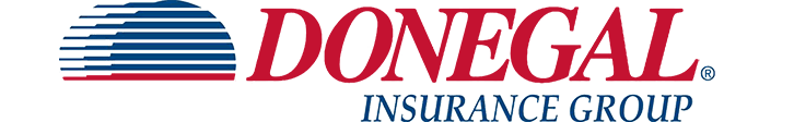 Donegal Insurance Group logo in red and blue with a striped globe icon