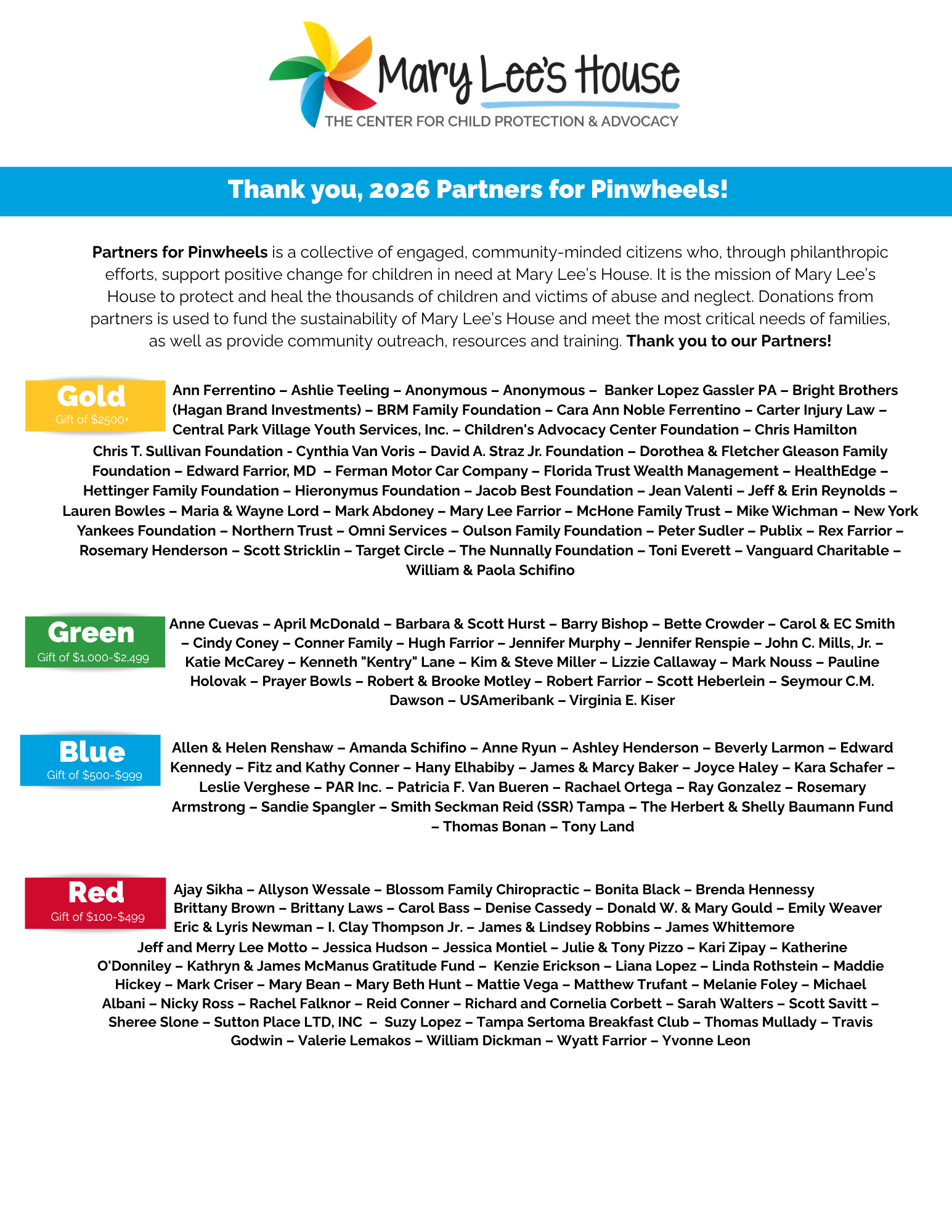 A flyer that says `` thank you , these partners for flowwheels '' on it.