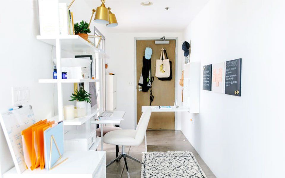 Beautiful White home office after remodel