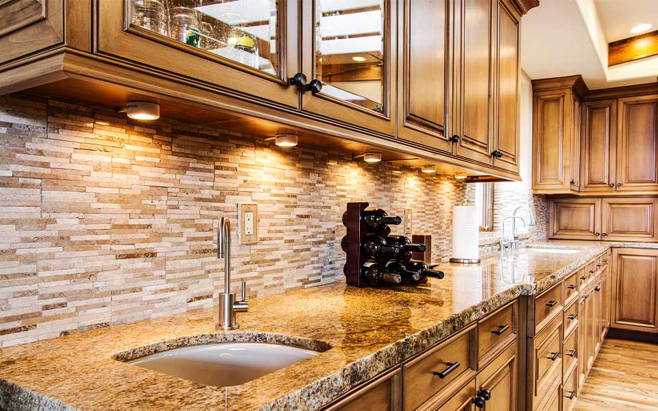 Beatiful kitchen renovation dark pine traditional