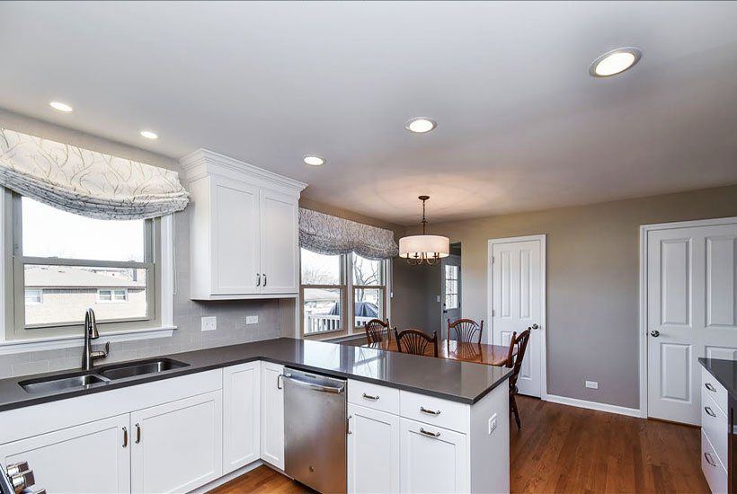Beautiful white kitchen after renovation