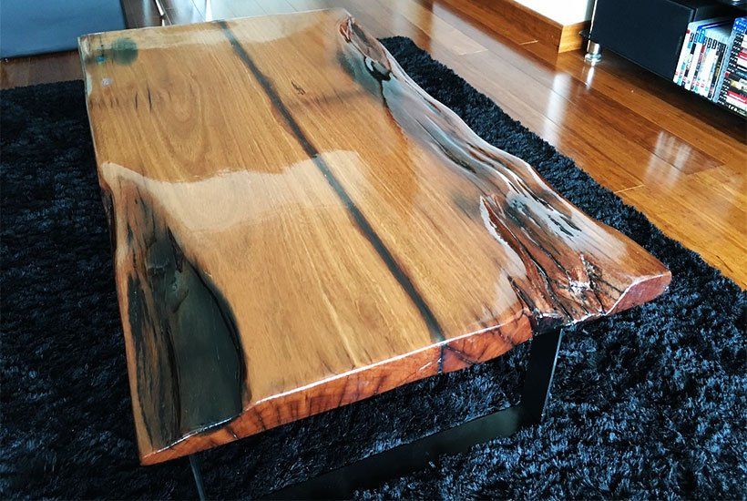 Beautiful resin natural wood effect table after remodel