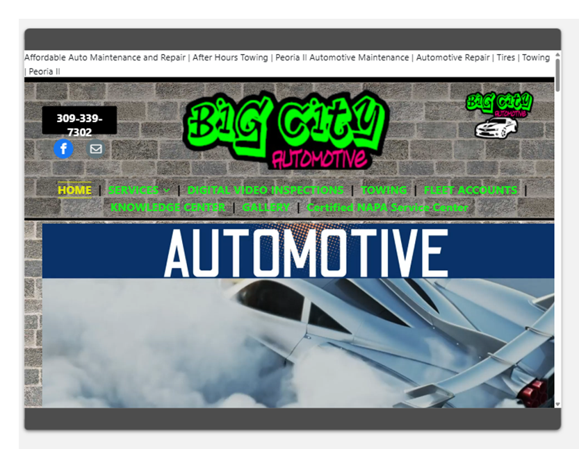 Metamora Motors website design, showcasing responsive layout .