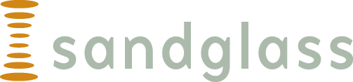 A logo for sandglass is shown on a white background.