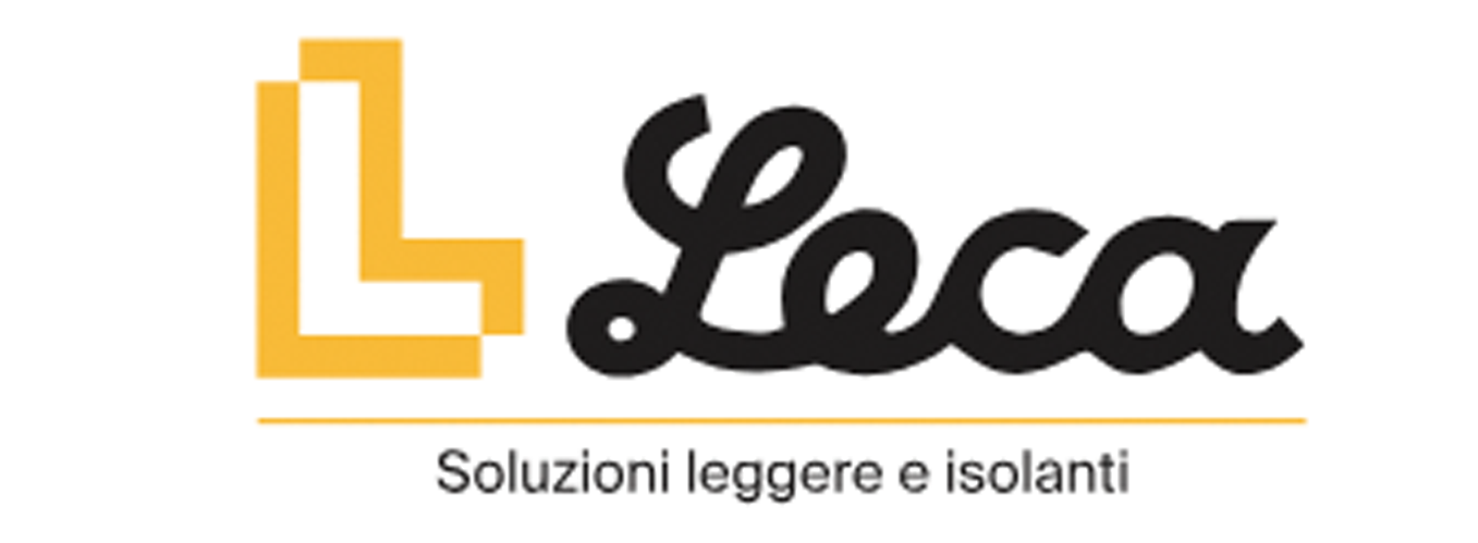 Logo Leca: un'icona geometrica gialla a forma di