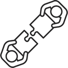 Zwei Figuren verbinden Puzzleteile.
