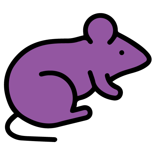 Purple mouse with black outlines.