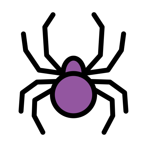 Purple and black cartoon spider.