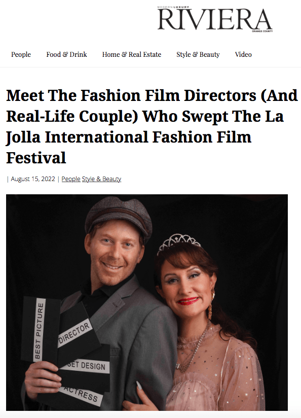 A man and a woman are standing next to each other on a riviera website.