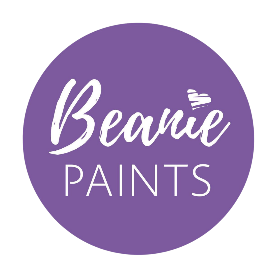 Purple circular logo with white Beanie Paints text