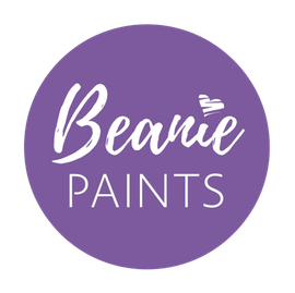 Purple circular logo with white Beanie Paints text