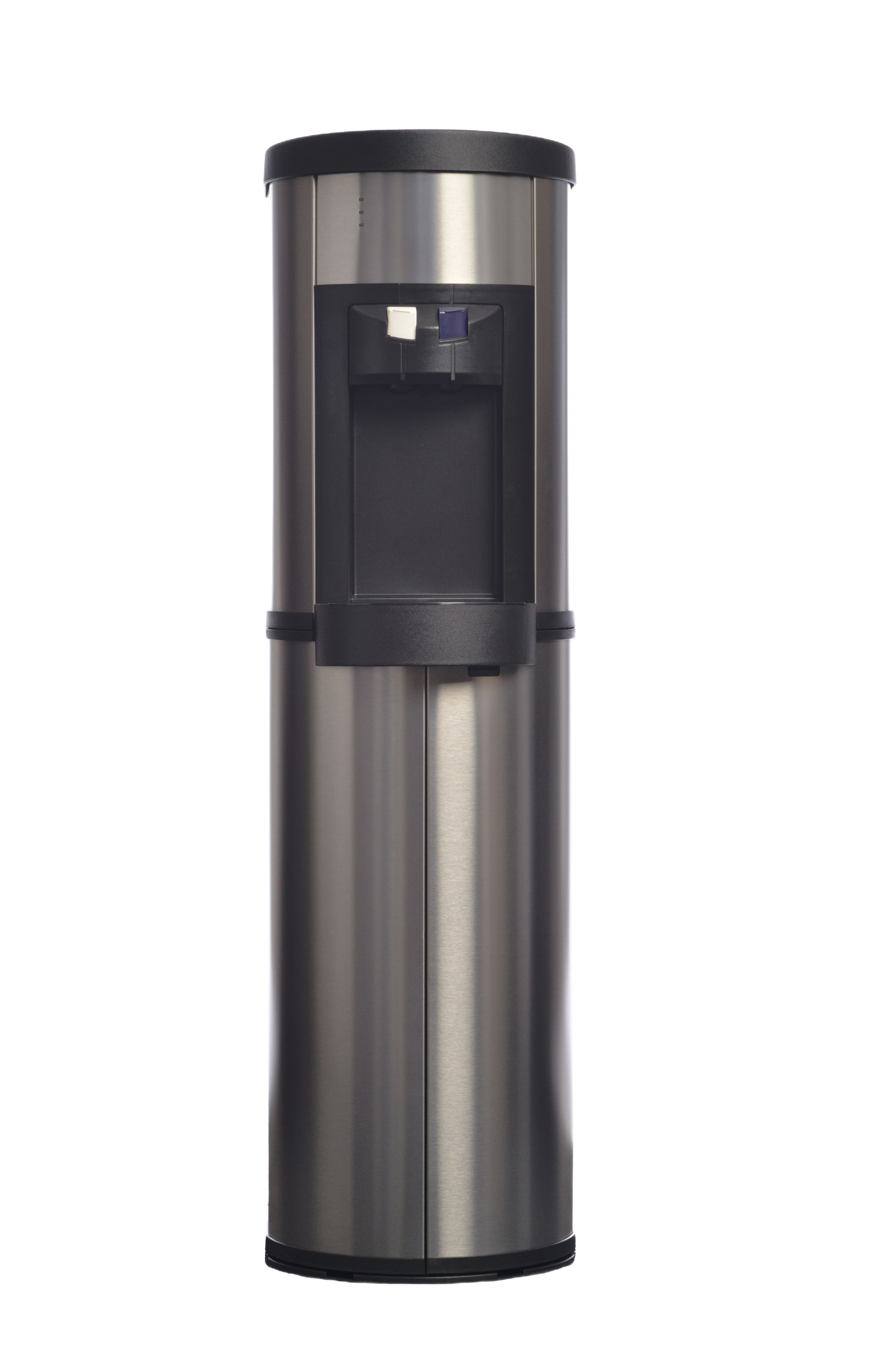 Fontaine à eau en acier inoxydable avec couvercle noir et ouverture pour distributeur