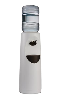 Distributeur de savon automatique blanc avec un flacon de recharge transparent sur le dessus