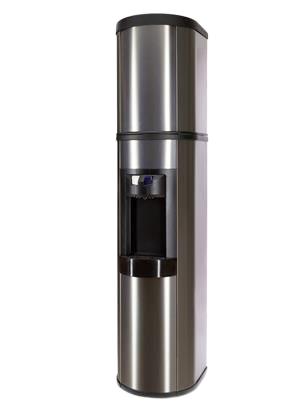 Fontaine à eau en acier inoxydable avec distributeur intégré, vue de face