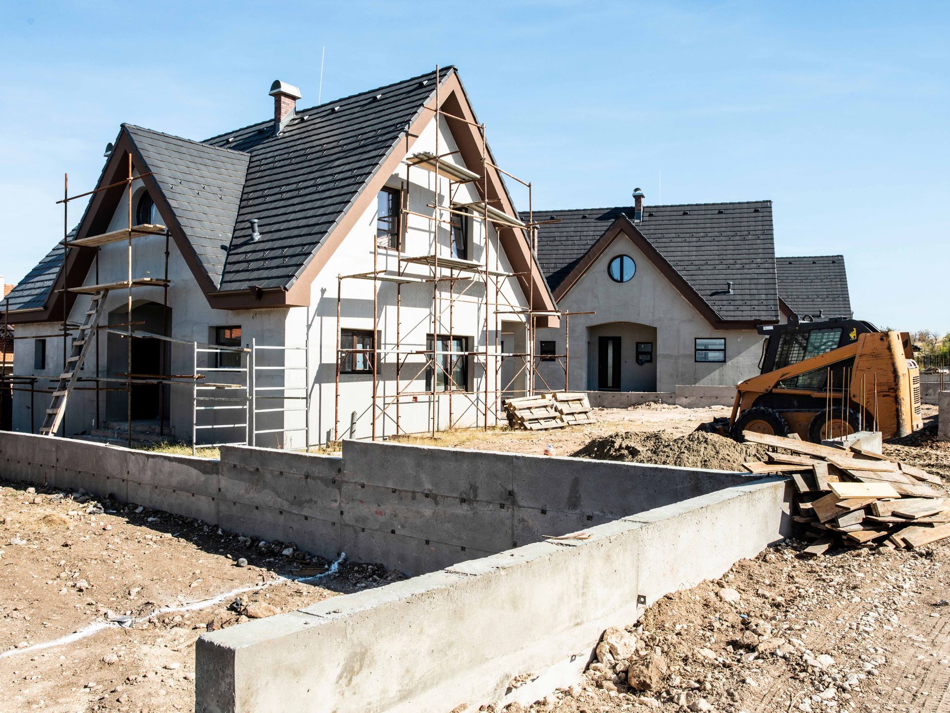 House under construction. House under construction.