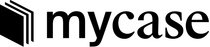 A black and white logo for a company called mycase.