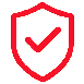 Red shield with a checkmark icon