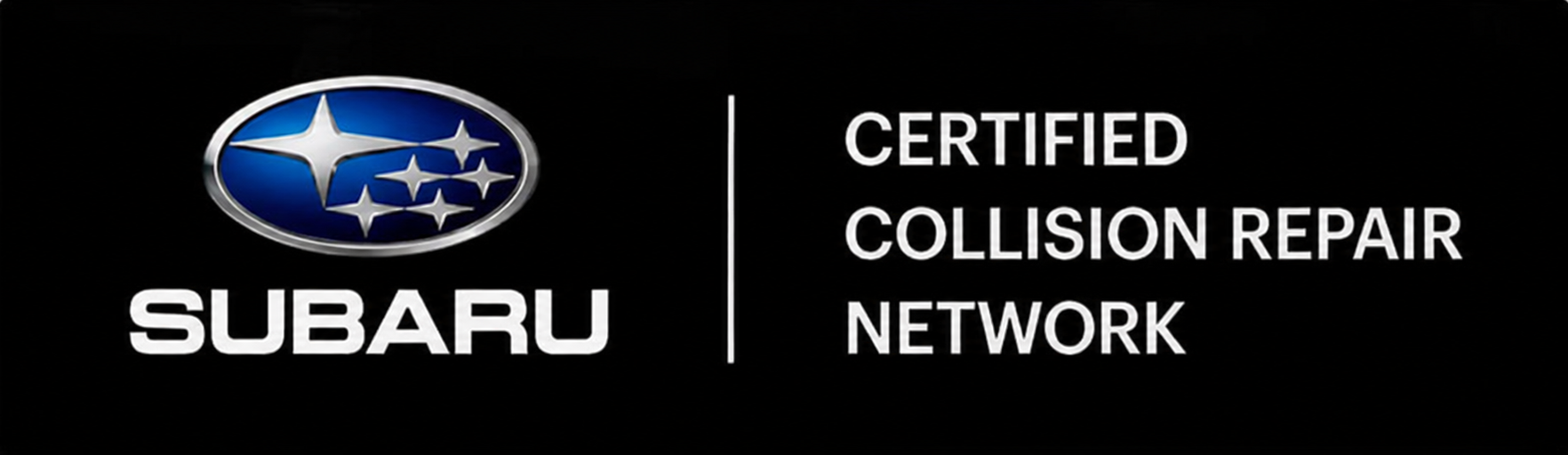 Subaru Certified Collision Repair Network logo on a black background