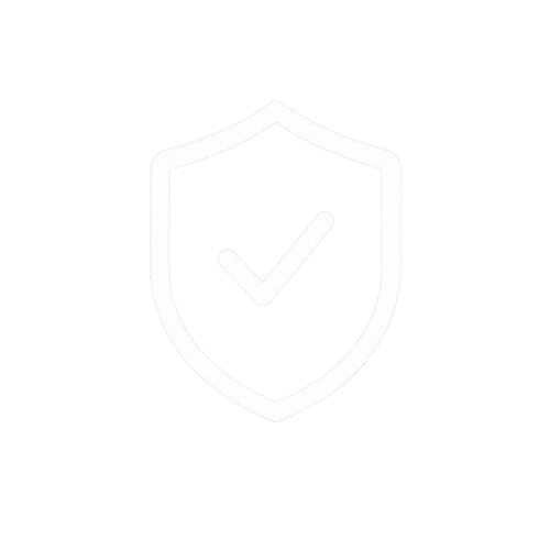 White shield outline with a checkmark icon, suggesting security or verification