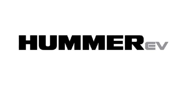 HUMMER EV logo in black and gray on a white background