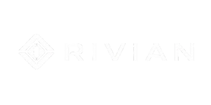 Faint RIVIAN logo in light gray on a white background