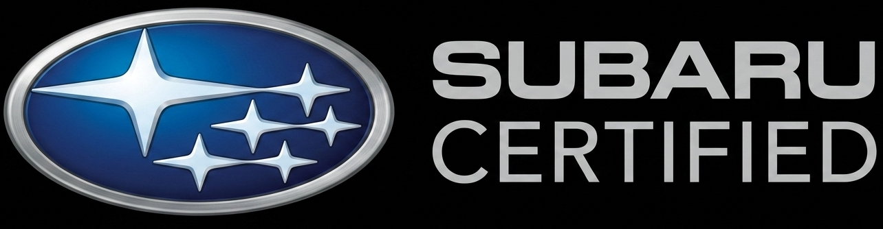 Subaru Certified logo with blue oval emblem and white stars on black background