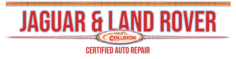 Jaguar & Land Rover Certified Body & Paint Service logo in red and gray on white background