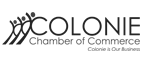 Colonie Chamber of Commerce logo with stylized black figure and text on white background