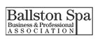 Ballston Spa Business & Professional Association logo in black text with bordered white background