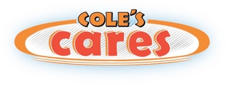 Cole's Cares logo in orange and white with a soft blue glow
