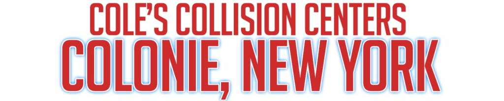 Cole’s Collision Centers logo with “Colonie, New York” in red text