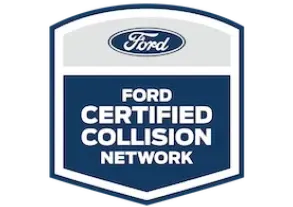 Ford Certified Collision Network blue and white shield logo with Ford oval at top