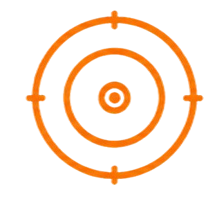 Orange concentric target icon with four crosshair marks on a white background