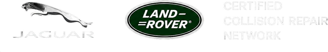 Jaguar and Land Rover logos with a faint “Collision Repair Network” text on a white background