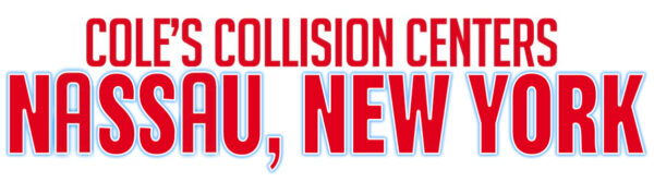 Cole’s Collision Centers logo with “Nassau, New York” in red text on white background