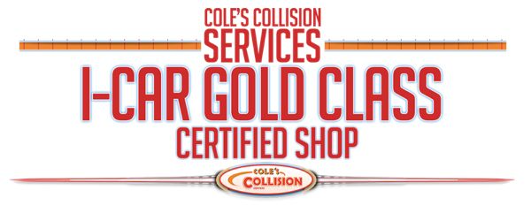 Coles Collision Services I-CAR Gold Class certified shop logo in red and orange