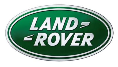 Green Land Rover logo in an oval badge with white lettering